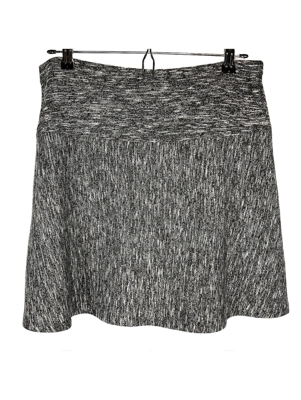 Banana Republic Marl Knit A-Line Skirt Black White Minimalist Preppy Modern M